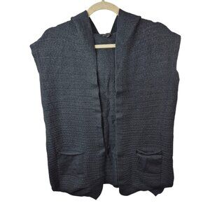 Coco Carmen Sweater Womens S Gray Poncho Ribbed Knit Open Front Spring Layer